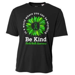 Be Kind Green Ribbon Sunflower Mental Health Awareness Gifts Cooling Performance Crew T-Shirt