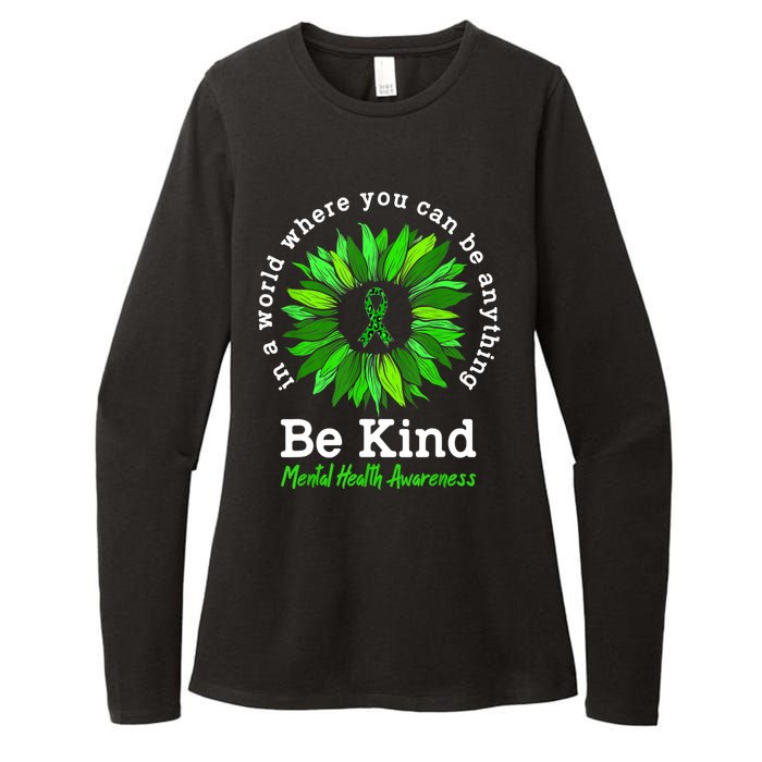 Be Kind Green Ribbon Sunflower Mental Health Awareness Gifts Womens CVC Long Sleeve Shirt