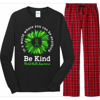 Be Kind Green Ribbon Sunflower Mental Health Awareness Gifts Long Sleeve Pajama Set