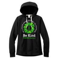 Be Kind Green Ribbon Sunflower Mental Health Awareness Gifts Women's Fleece Hoodie