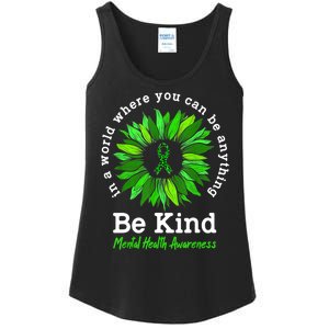 Be Kind Green Ribbon Sunflower Mental Health Awareness Gifts Ladies Essential Tank