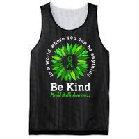 Be Kind Green Ribbon Sunflower Mental Health Awareness Gifts Mesh Reversible Basketball Jersey Tank