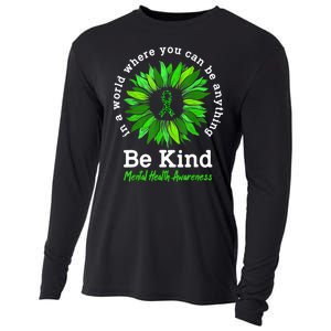 Be Kind Green Ribbon Sunflower Mental Health Awareness Gifts Cooling Performance Long Sleeve Crew