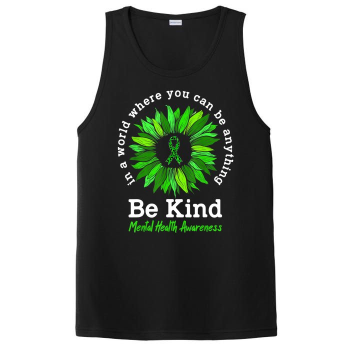 Be Kind Green Ribbon Sunflower Mental Health Awareness Gifts PosiCharge Competitor Tank