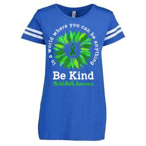 Be Kind Green Ribbon Sunflower Mental Health Awareness Gifts Enza Ladies Jersey Football T-Shirt