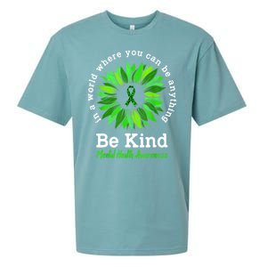 Be Kind Green Ribbon Sunflower Mental Health Awareness Gifts Sueded Cloud Jersey T-Shirt