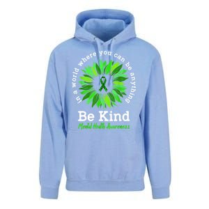 Be Kind Green Ribbon Sunflower Mental Health Awareness Gifts Unisex Surf Hoodie