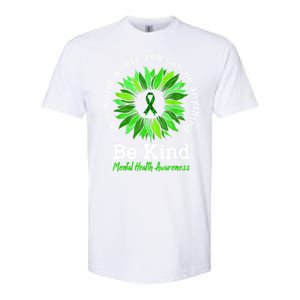 Be Kind Green Ribbon Sunflower Mental Health Awareness Gifts Softstyle CVC T-Shirt