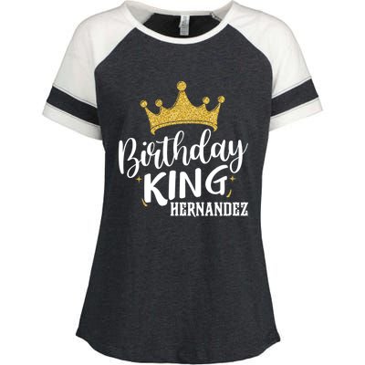 Birthday King Gold Crown Gift Hernandez Last Name Cute Gift Enza Ladies Jersey Colorblock Tee