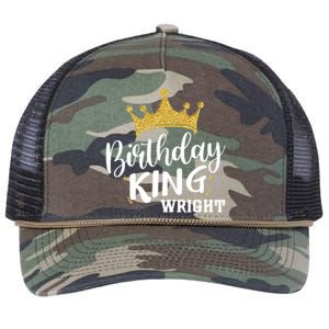 Birthday King Gold Crown Great Gift Wright Last Name Meaningful Gift Retro Rope Trucker Hat Cap