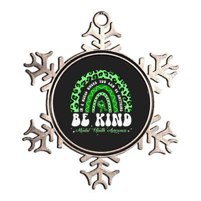 Be Kind Green Ribbon Leopard Rainbow Mental Health Awareness Metallic Star Ornament