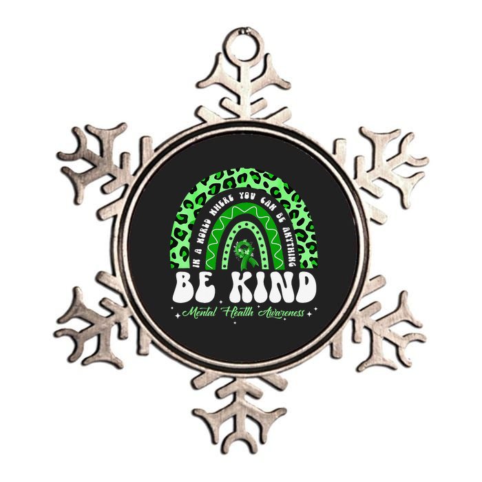 Be Kind Green Ribbon Leopard Rainbow Mental Health Awareness Metallic Star Ornament