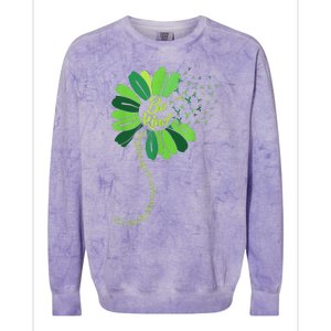 Be Kind Green Ribbon Sunflower Mental Health Awareness Gifts Colorblast Crewneck Sweatshirt