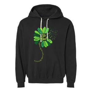 Be Kind Green Ribbon Sunflower Mental Health Awareness Gifts Garment-Dyed Fleece Hoodie