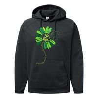 Be Kind Green Ribbon Sunflower Mental Health Awareness Gifts Performance Fleece Hoodie