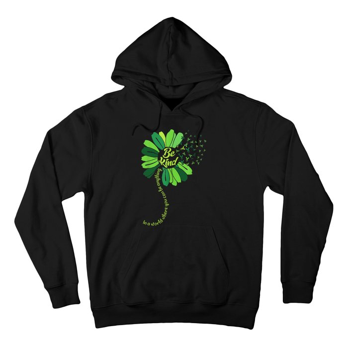 Be Kind Green Ribbon Sunflower Mental Health Awareness Gifts Hoodie