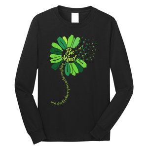 Be Kind Green Ribbon Sunflower Mental Health Awareness Gifts Long Sleeve Shirt