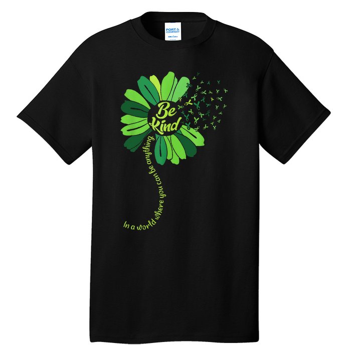 Be Kind Green Ribbon Sunflower Mental Health Awareness Gifts Tall T-Shirt