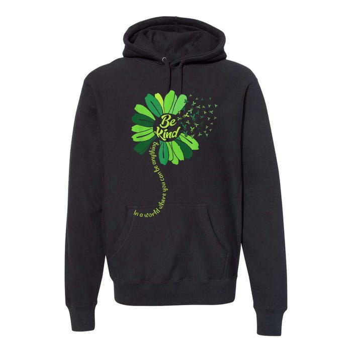 Be Kind Green Ribbon Sunflower Mental Health Awareness Gifts Premium Hoodie