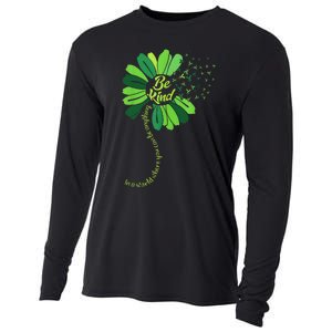 Be Kind Green Ribbon Sunflower Mental Health Awareness Gifts Cooling Performance Long Sleeve Crew