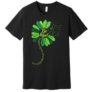 Be Kind Green Ribbon Sunflower Mental Health Awareness Gifts Premium T-Shirt