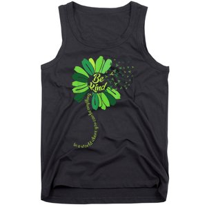 Be Kind Green Ribbon Sunflower Mental Health Awareness Gifts Tank Top