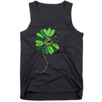 Be Kind Green Ribbon Sunflower Mental Health Awareness Gifts Tank Top