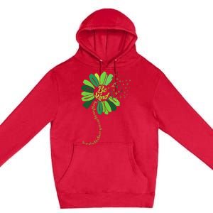 Be Kind Green Ribbon Sunflower Mental Health Awareness Gifts Premium Pullover Hoodie