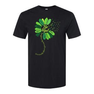 Be Kind Green Ribbon Sunflower Mental Health Awareness Gifts Softstyle CVC T-Shirt