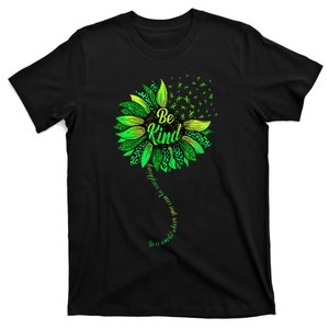 Be Kind Green Ribbon Sunflower Mental Health Awareness T-Shirt