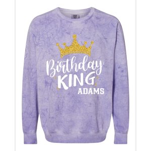 Birthday King Gold Crown Gift Adams Last Name Gift Colorblast Crewneck Sweatshirt