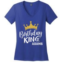 Birthday King Gold Crown Gift Adams Last Name Gift Women's V-Neck T-Shirt