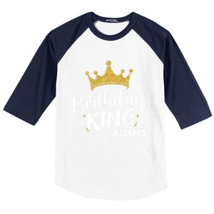 Birthday King Gold Crown Gift Adams Last Name Gift Baseball Sleeve Shirt