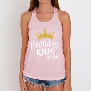 Birthday King Gold Crown Gift Adams Last Name Gift Women's Knotted Racerback Tank