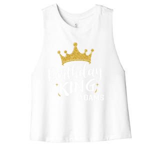 Birthday King Gold Crown Gift Adams Last Name Gift Women's Racerback Cropped Tank