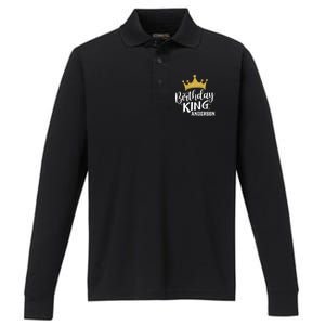 Birthday King Gold Crown Cute Gift Anderson Last Name Gift Performance Long Sleeve Polo