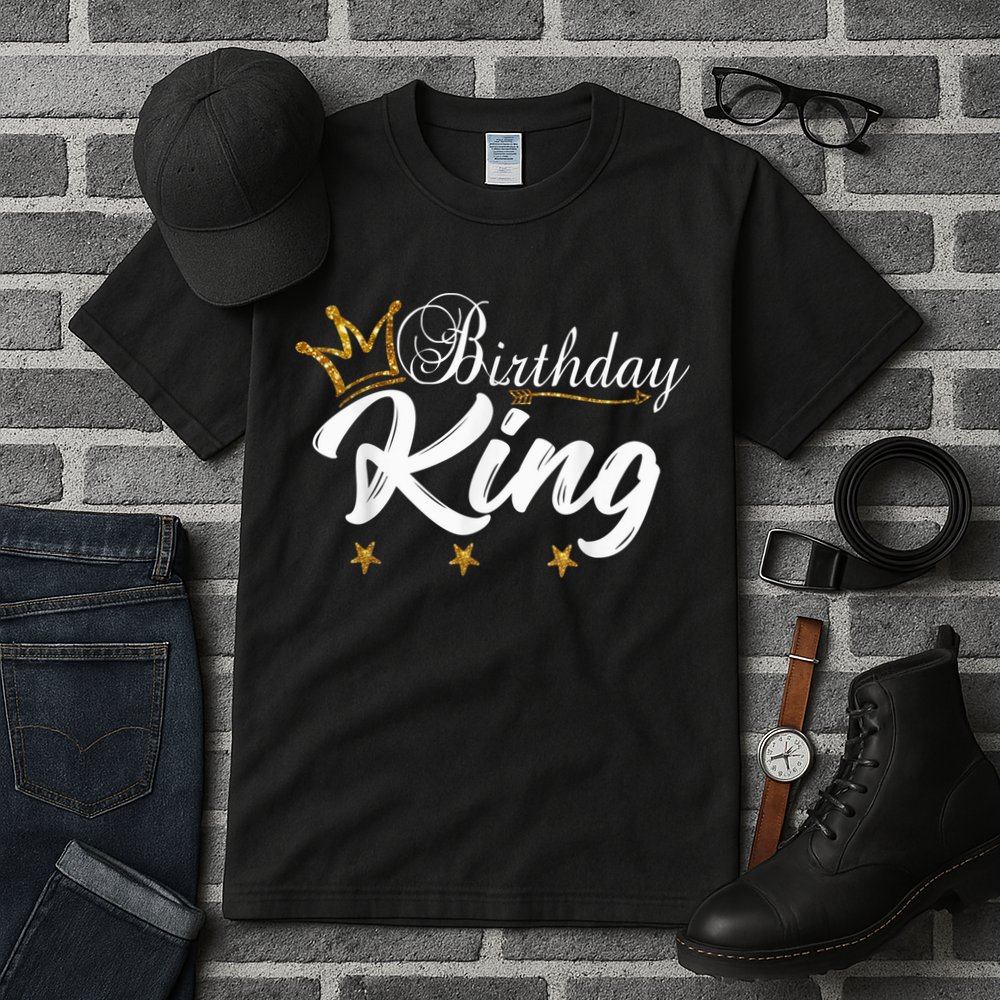 Birthday King Gold Crown Shirt For Boys And Men Tall T-Shirt
