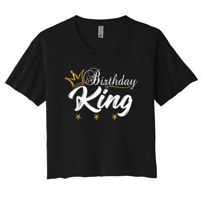 Birthday King Gold Crown Shirt For Boys And Men Women's Crop Top Tee