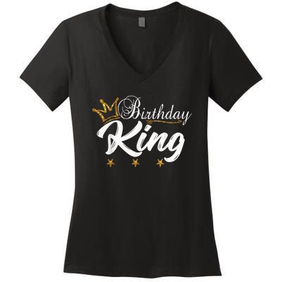 Birthday King Gold Crown Shirt For Boys And Men Women's V-Neck T-Shirt