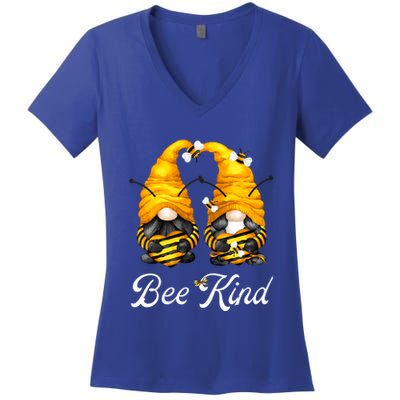 Bee Kind Gnomies Shows Love And Heart For Honey Bee Gnome Gift Women's V-Neck T-Shirt