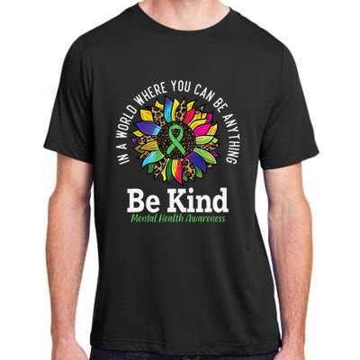 Be Kind Green Ribbon Sunflower Mental Health Awareness Adult ChromaSoft Performance T-Shirt