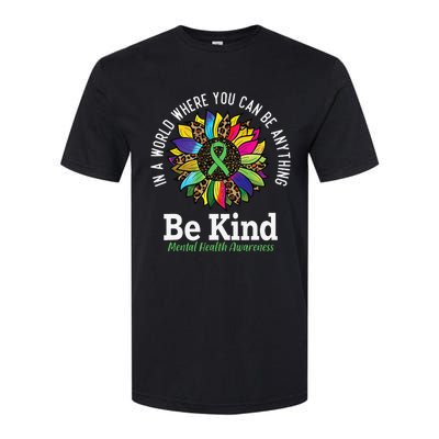 Be Kind Green Ribbon Sunflower Mental Health Awareness Softstyle® CVC T-Shirt