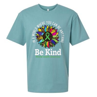 Be Kind Green Ribbon Sunflower Mental Health Awareness Sueded Cloud Jersey T-Shirt