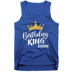 Birthday King Gold Crown Great Gift Evans Last Name Gift Tank Top