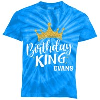 Birthday King Gold Crown Great Gift Evans Last Name Gift Kids Tie-Dye T-Shirt