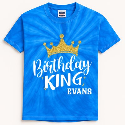 Birthday King Gold Crown Great Gift Evans Last Name Gift Kids Tie-Dye T-Shirt