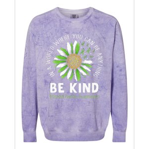 Be Kind Green Ribbon Sunflower Mental Health Awareness Colorblast Crewneck Sweatshirt