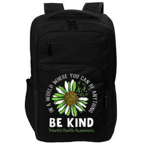 Be Kind Green Ribbon Sunflower Mental Health Awareness Impact Tech Backpack