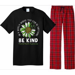 Be Kind Green Ribbon Sunflower Mental Health Awareness Pajama Set