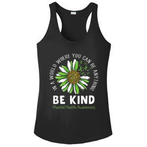 Be Kind Green Ribbon Sunflower Mental Health Awareness Ladies PosiCharge Competitor Racerback Tank